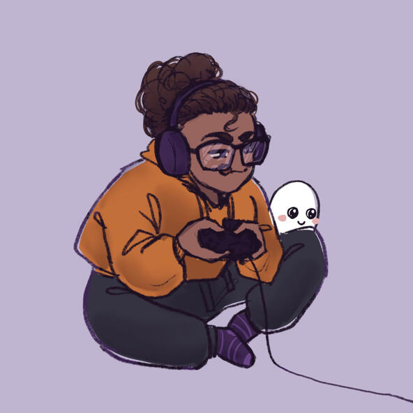 Digital artwork depicting Lissy playing games