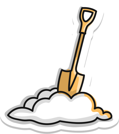 Three doodle people in a playful ball pit throwing their laptop, phones, emails, and other work items into the air